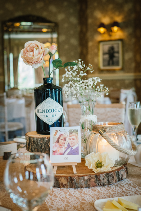 rustic wedding centrepiece hendricks gin theme